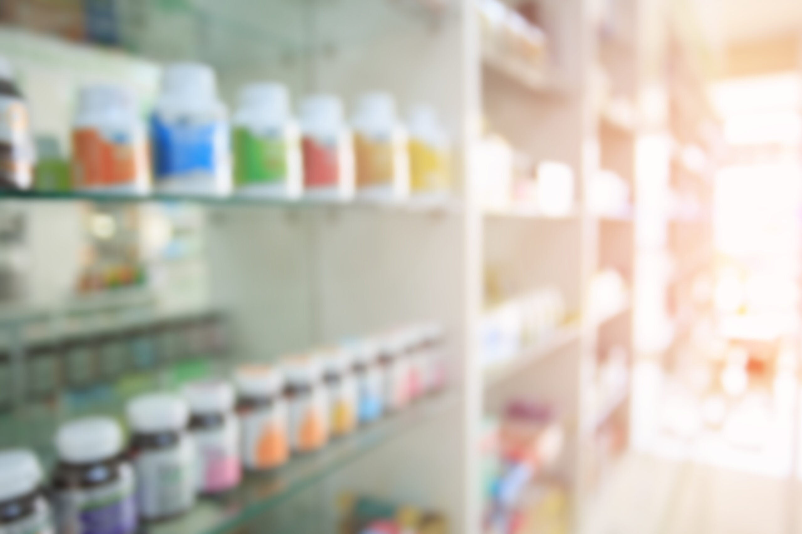 rows of pill bottles